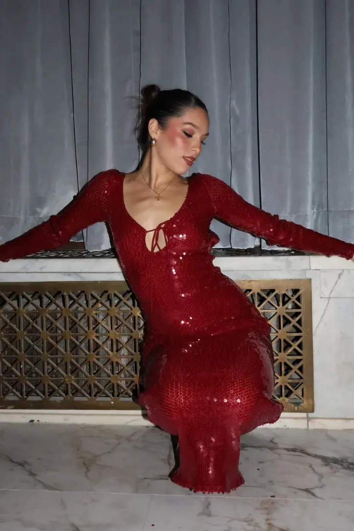 Hailey Sequins Midi- Red sold by Angel Lane product image thumbnail 2