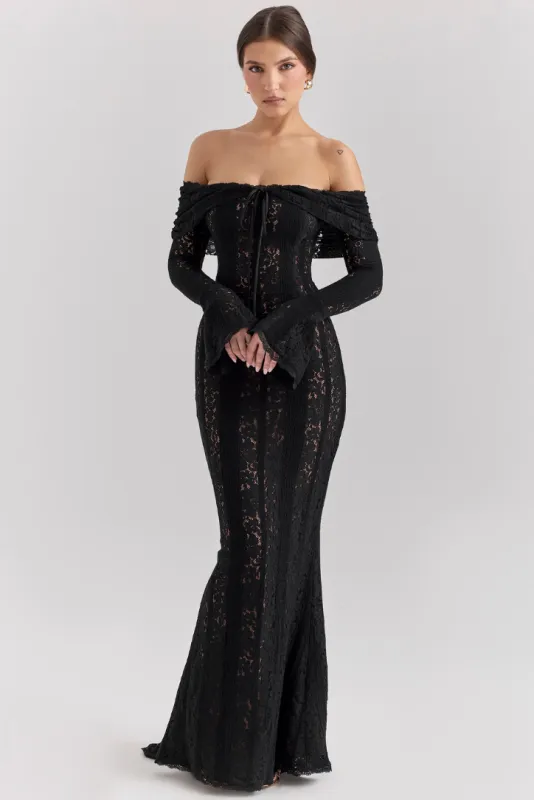 Georgette Lace Maxi- Black sold by Angel Lane