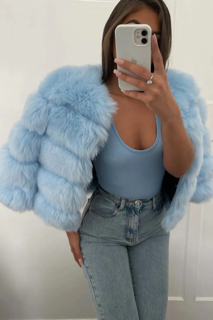 Vogue Faux Fur Coat- Sky Blue sold by Angel Lane product image thumbnail 2