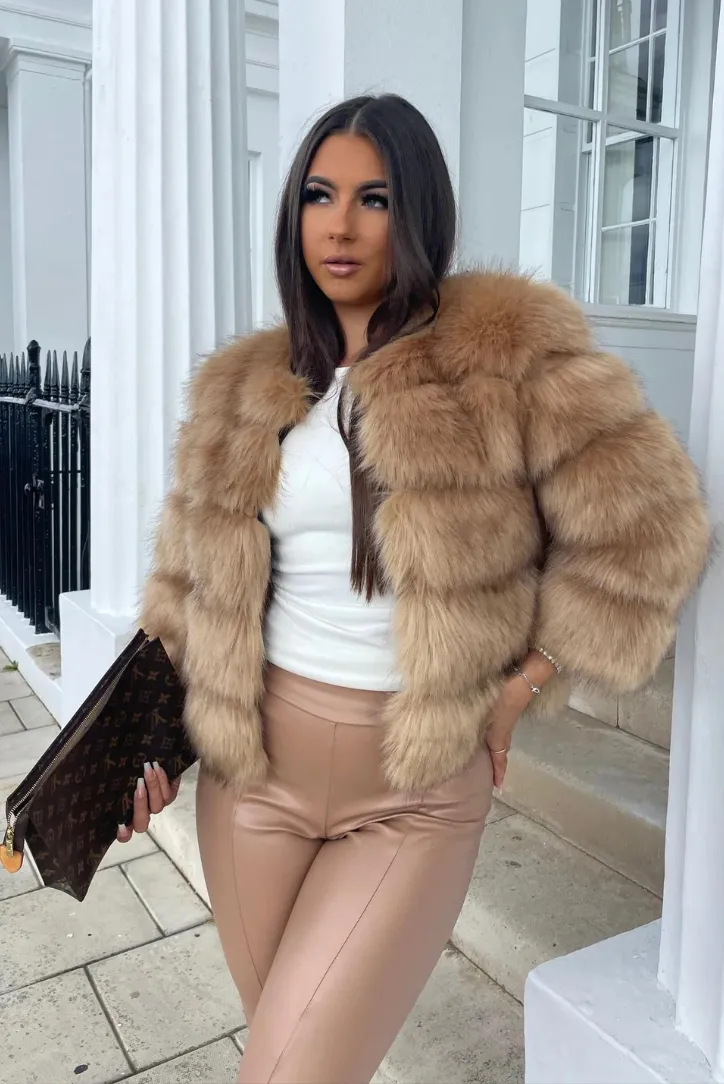 Vogue Faux Fur Coat- Caramel sold by Angel Lane