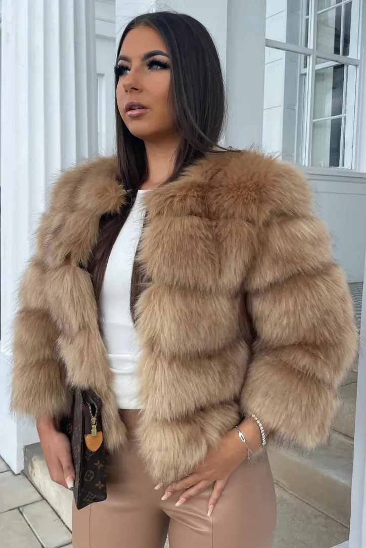 Vogue Faux Fur Coat- Caramel sold by Angel Lane product image thumbnail 4