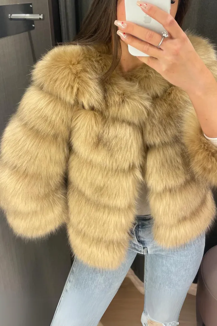 Vogue Faux Fur Coat- Caramel sold by Angel Lane product image thumbnail 5
