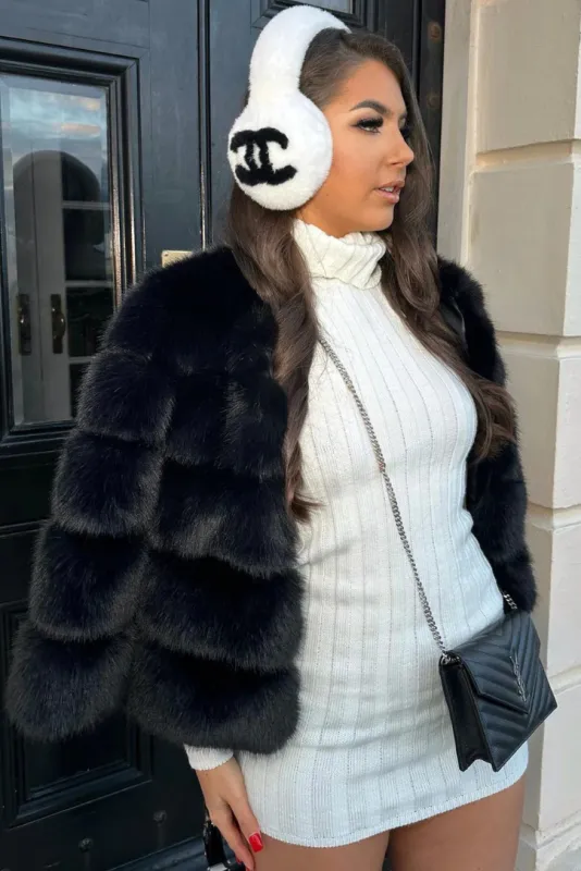 Vogue Faux Fur Coat- Black sold by Angel Lane