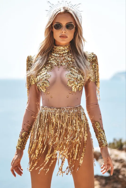 Ares Sparkle Bodysuit- Gold sold by Angel Lane