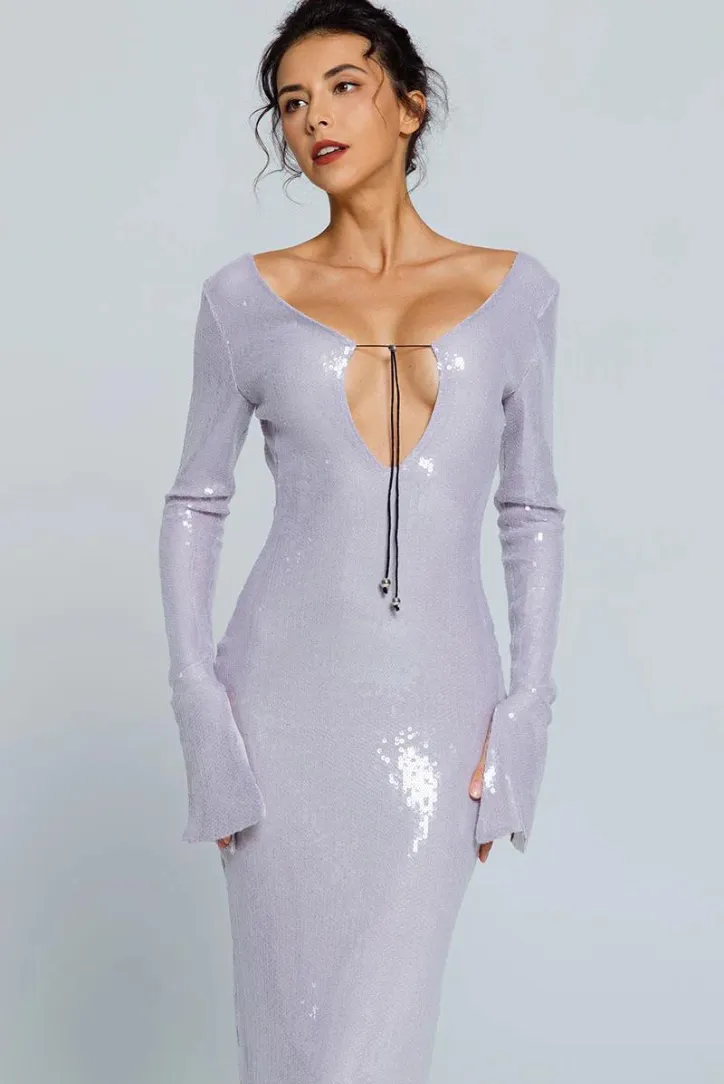 Hailey Sequins Midi- Lilac sold by Angel Lane