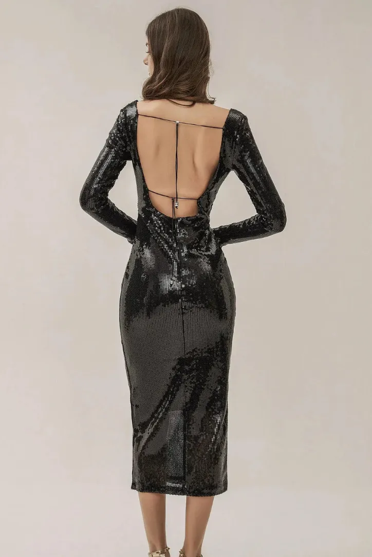Hailey Sequins Midi- Black sold by Angel Lane product image thumbnail 4