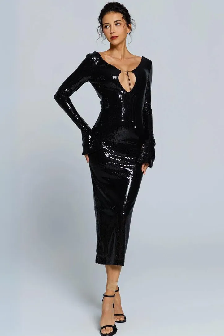 Hailey Sequins Midi- Black sold by Angel Lane product image thumbnail 3