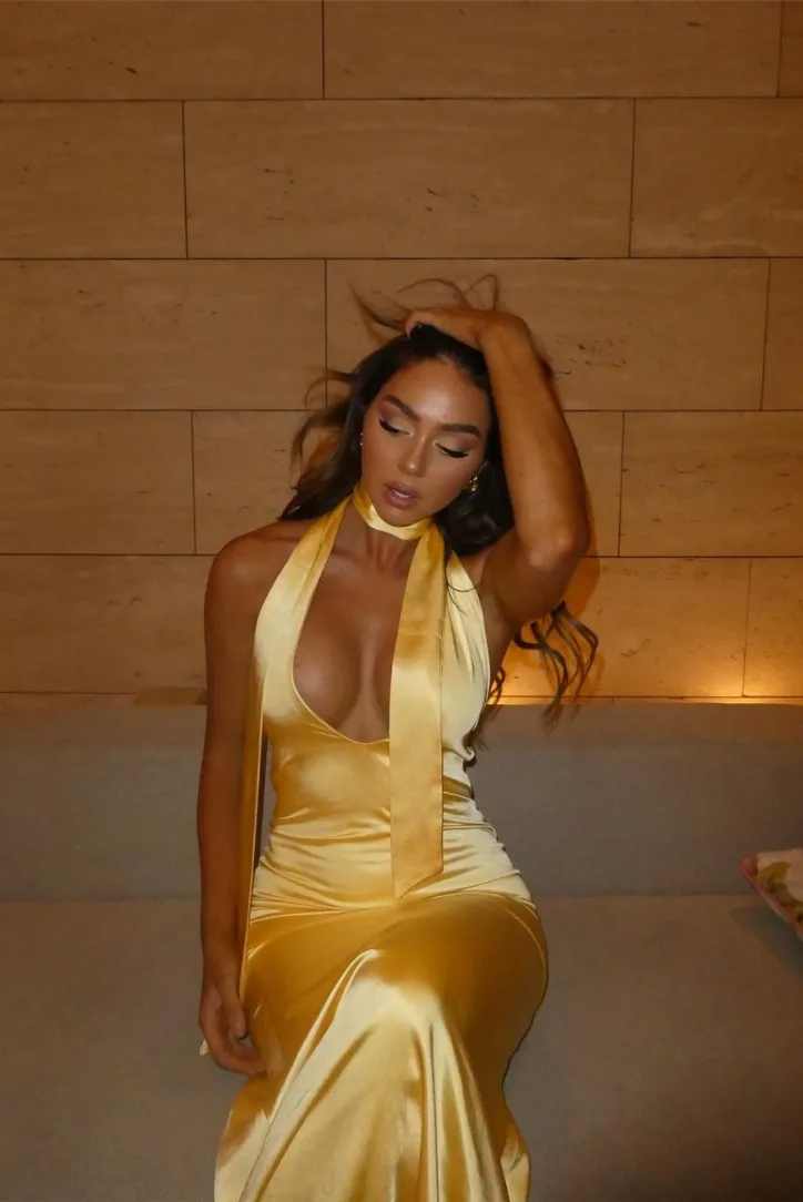 Karolina Satin Maxi- Gold sold by Angel Lane product image thumbnail 2