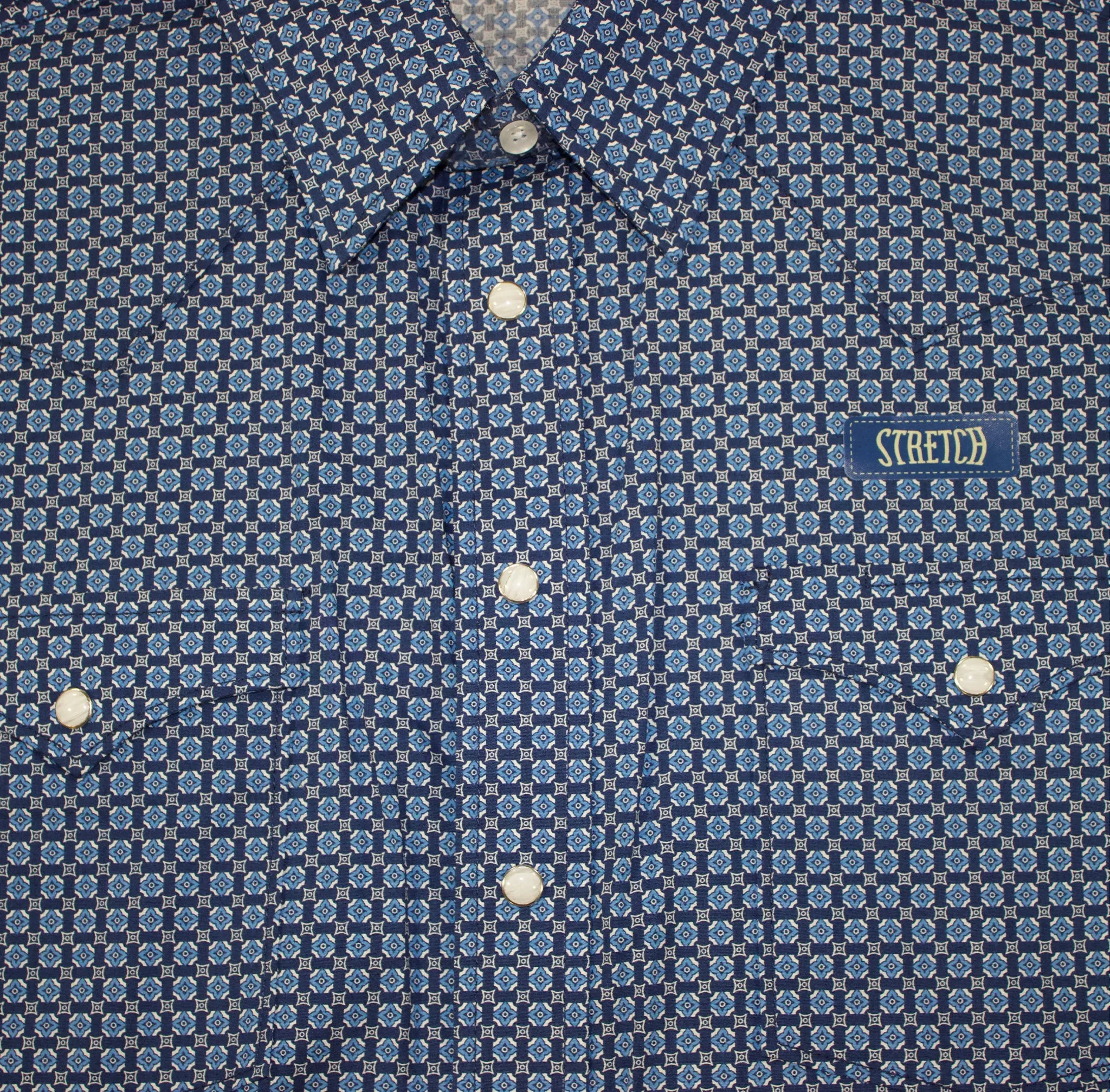 Men's Multi Blue Geometric Print Long Sleeve Shirt sold by Western Edge product image thumbnail 2