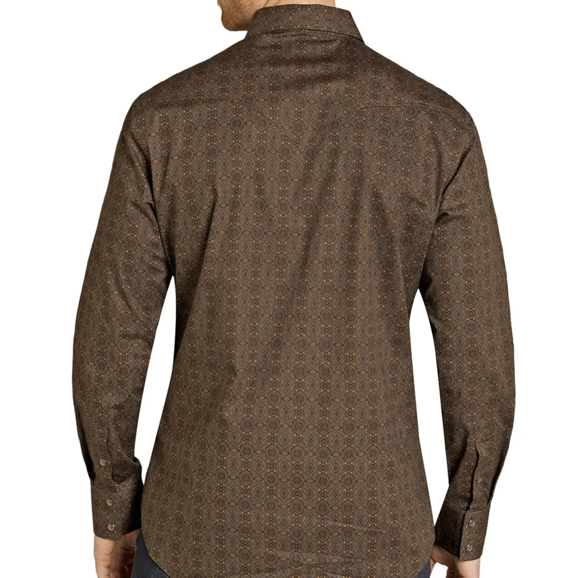 Men's Dark Brown Medallion Long Sleeve Shirt sold by Western Edge product image thumbnail 2