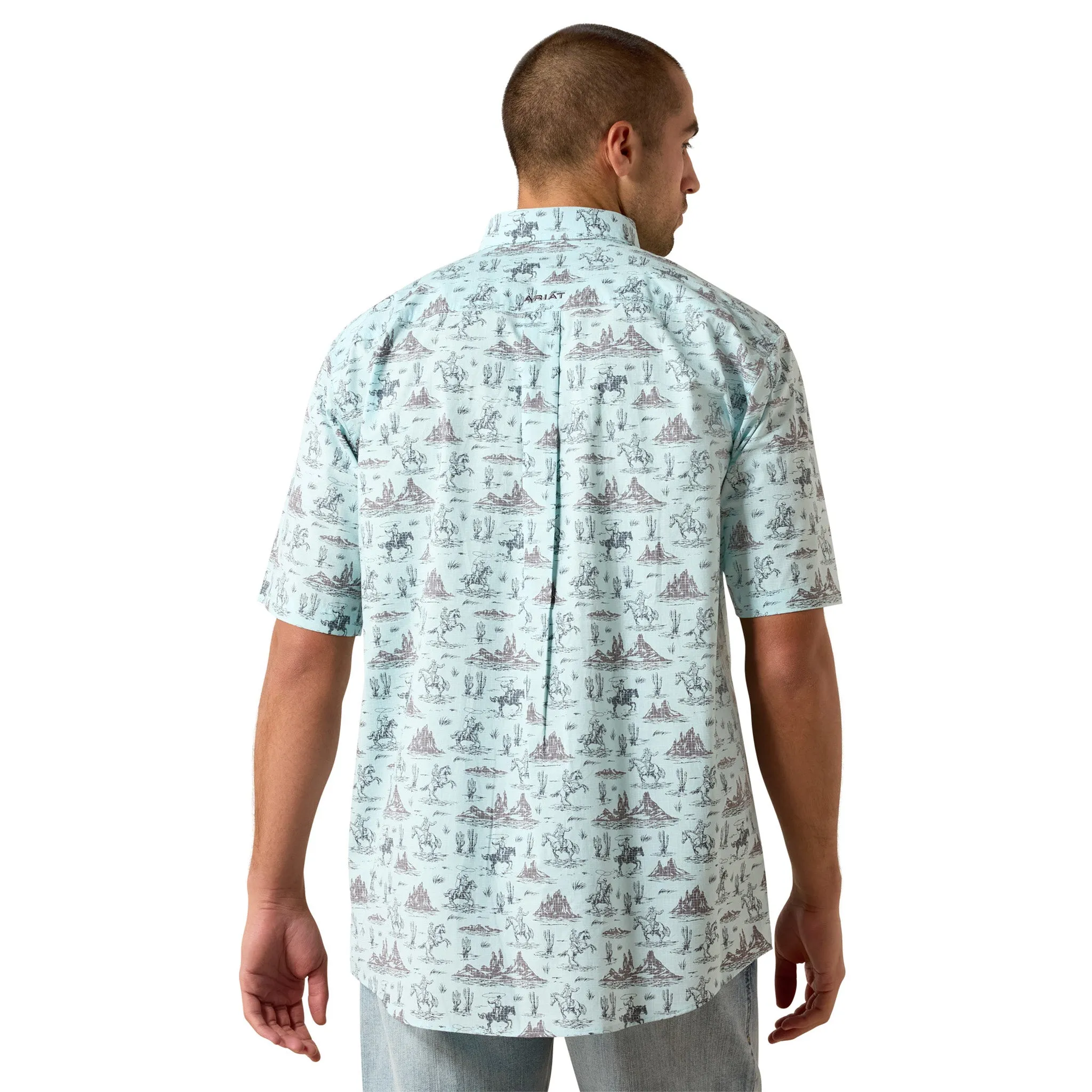 Ariat Men's Glow Blue Western Print Short Sleeve Shirt sold by Western Edge product image thumbnail 2