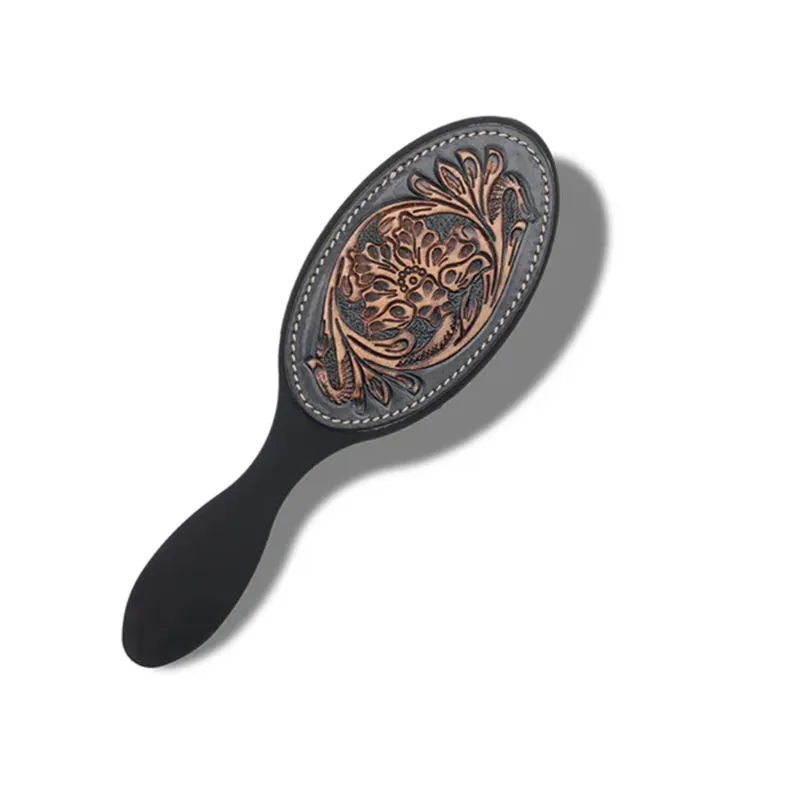 Myra Black & Brown Tooled Hairbrush sold by Western Edge