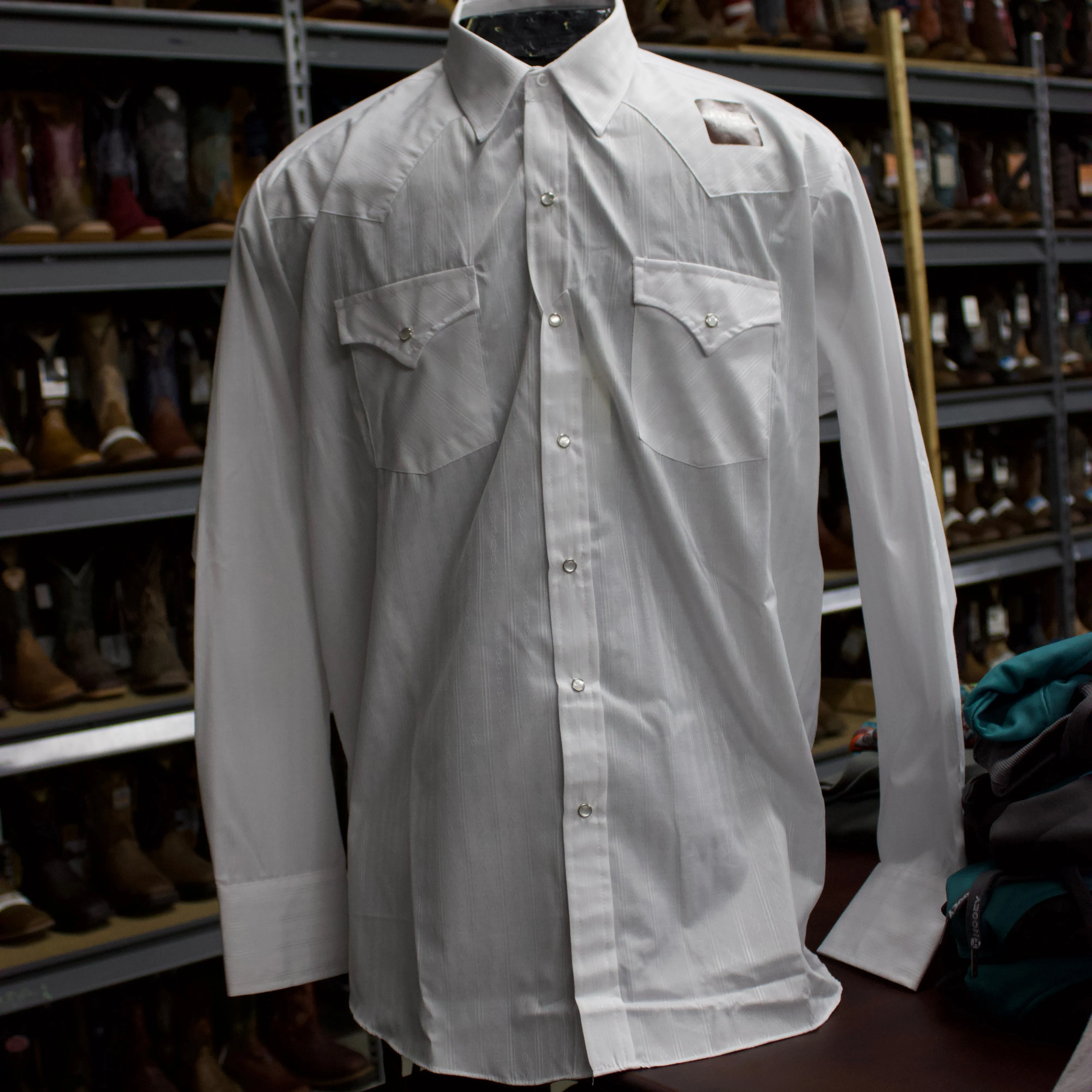 Men's White on White Long Sleeve Shirt sold by Western Edge
