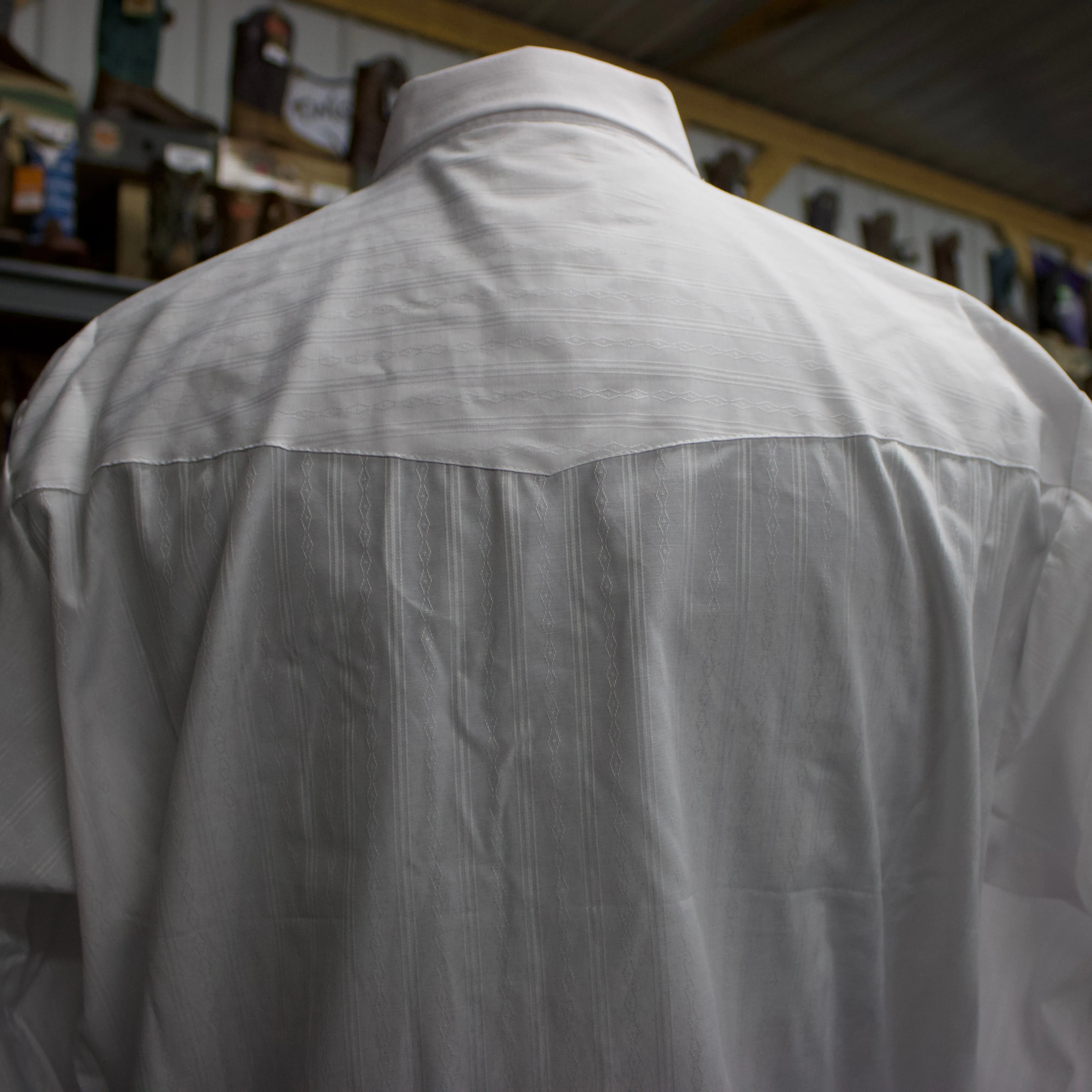 Men's White on White Long Sleeve Shirt sold by Western Edge product image thumbnail 2