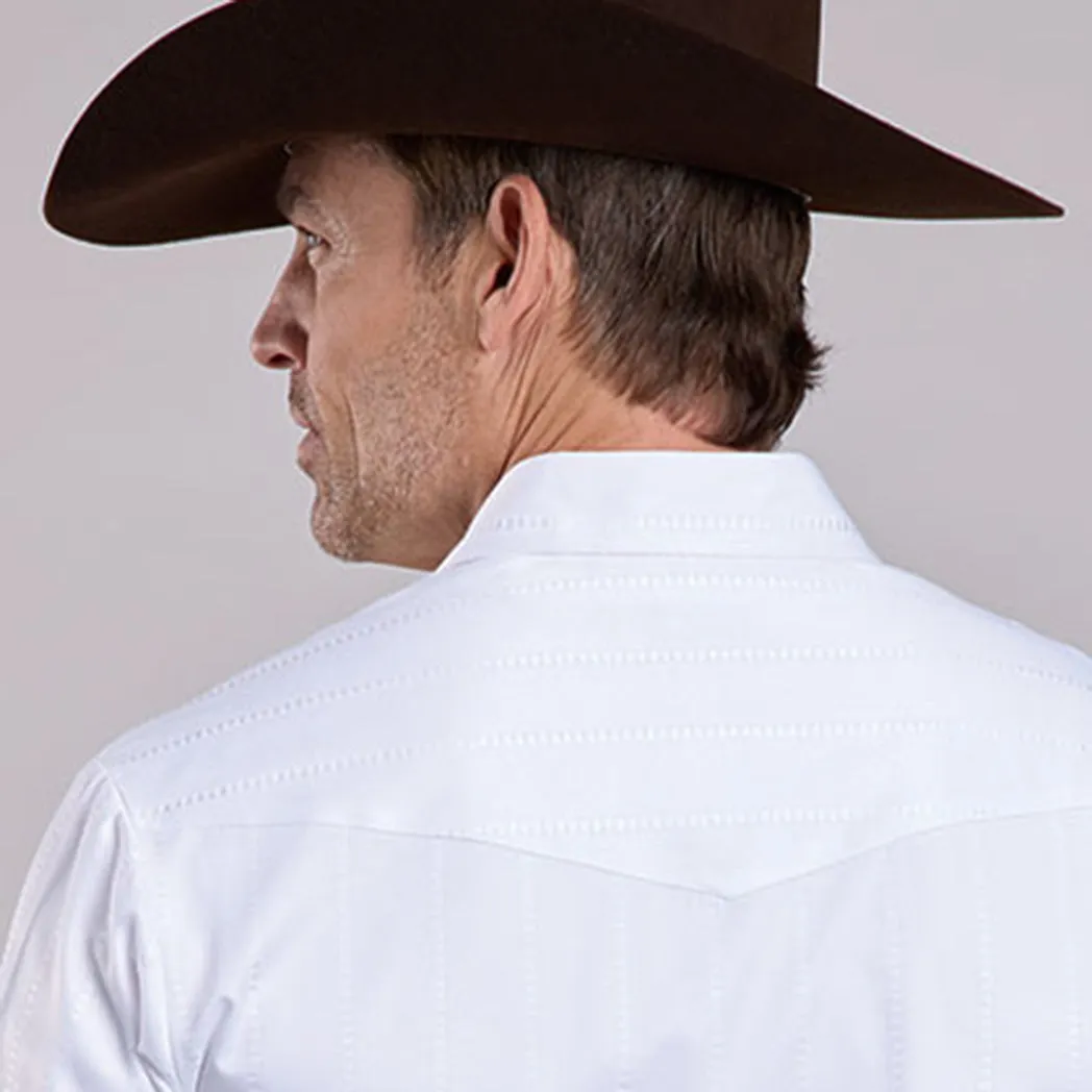 Men's White Stripe Tone On Tone Long Sleeve Shirt sold by Western Edge product image thumbnail 2