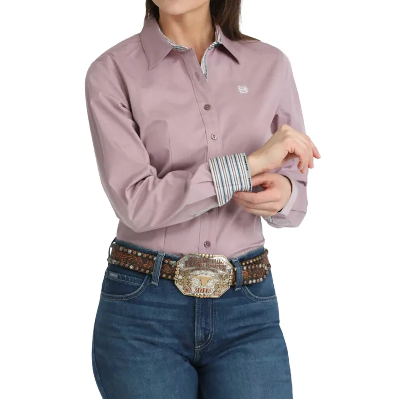 Cinch Lilac Pin Stripe Long Sleeve Shirt made by Cinch
