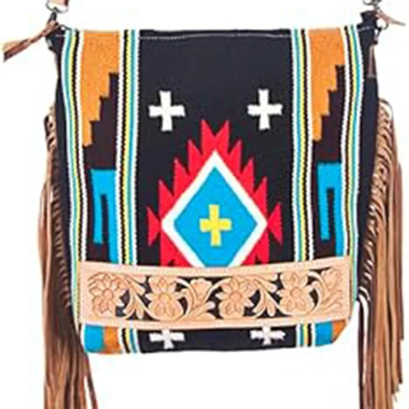 Multi Colored Wool & Fringe Bag made by Western Edge