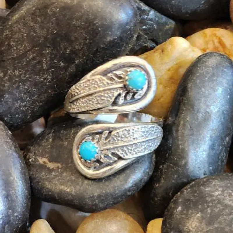 " Faith " Turquoise Feather Ring made by Western Edge