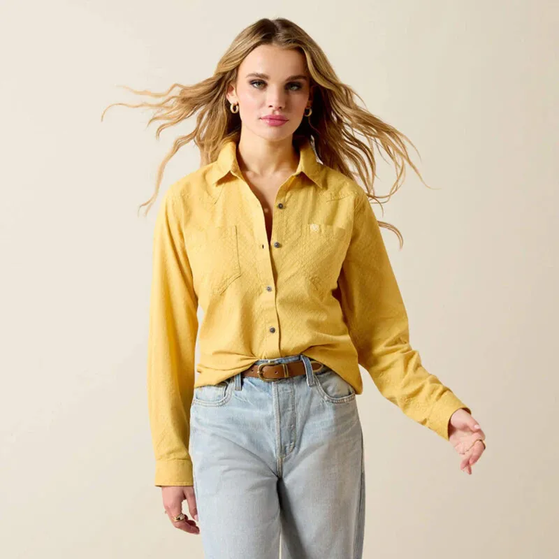 Ariat Women's Mustard Dobby Billie Shirt made by Ariat