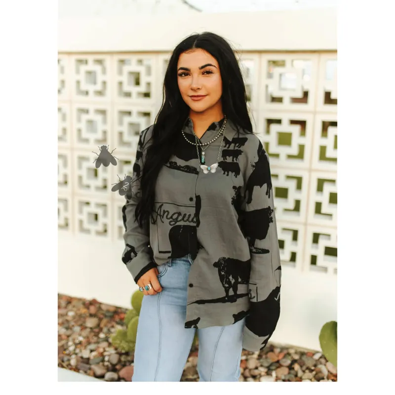 Women's Grey & Black Angus Alley Shirt made by Western Edge