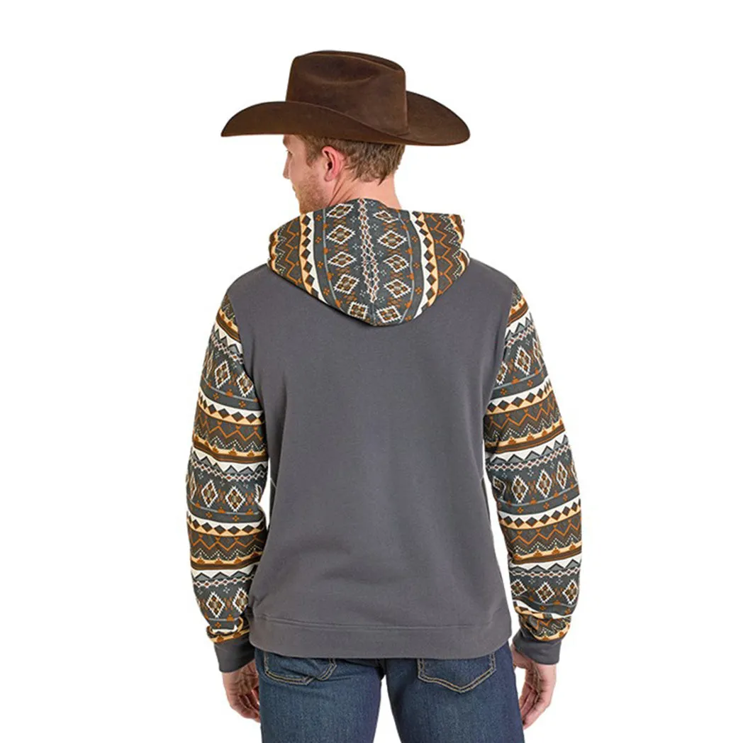 Rock & Roll Men's Charcoal Color Block Aztec Print Hoodie sold by Western Edge product image thumbnail 2
