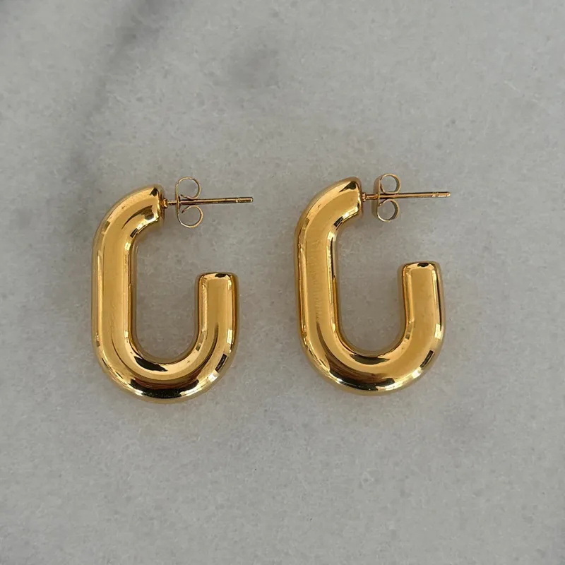 Small Gold Oval Hoops made by Western Edge