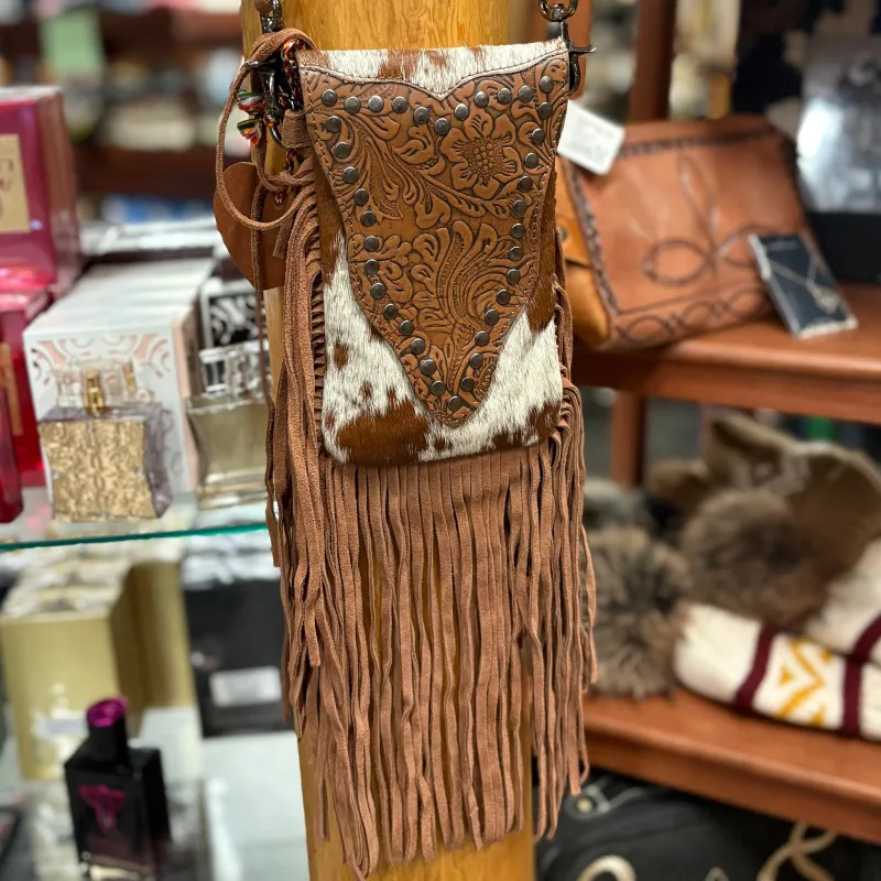 Brown Hide Fringe Purse sold by Western Edge