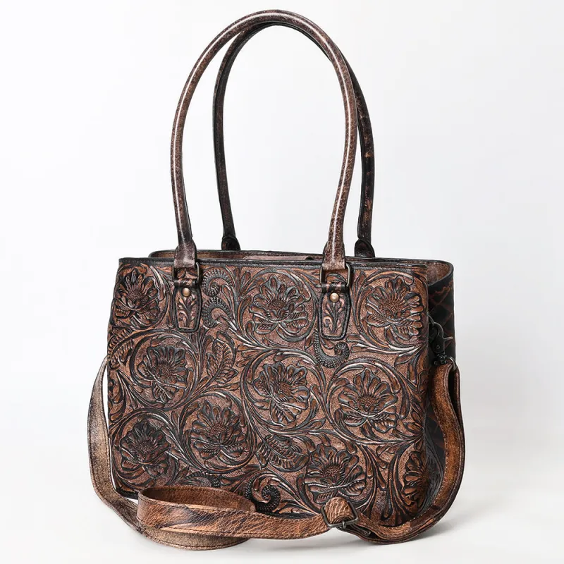 American Darling Chocolate Leather Tooled Purse made by Western Edge