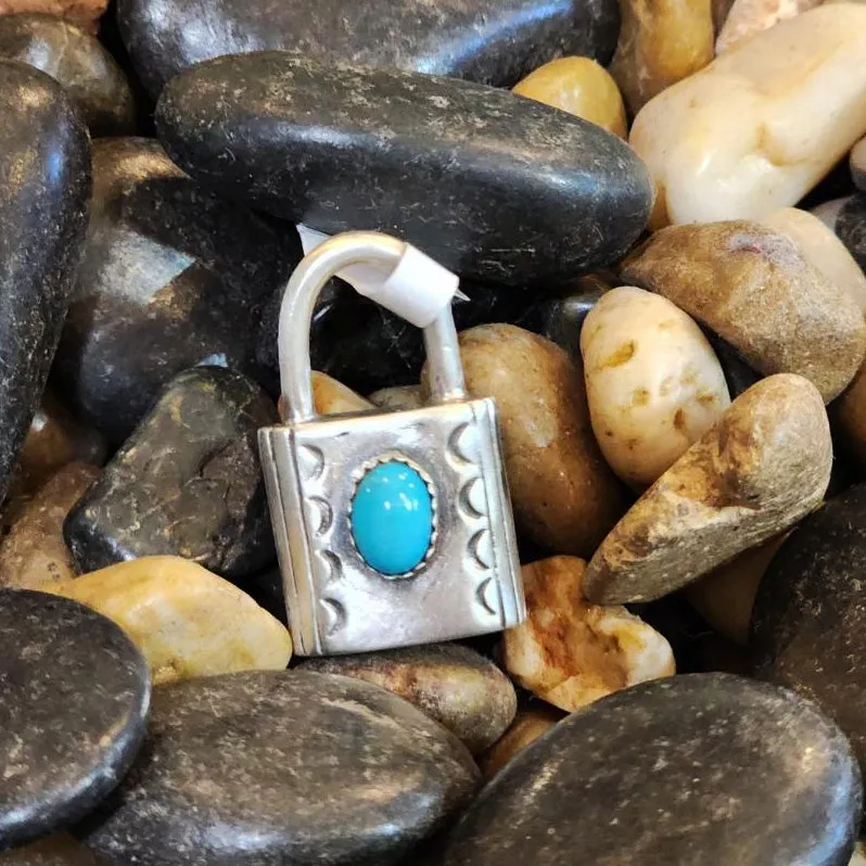 " Lockly " Turquoise Lock Pendant sold by Western Edge