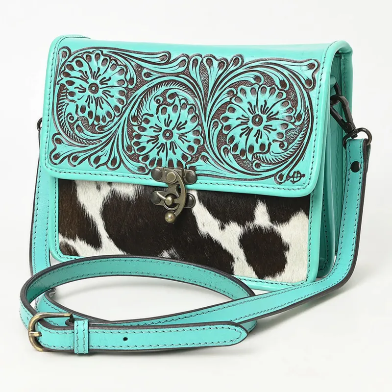 Turquoise Tooled Crossbody Purse made by Western Edge