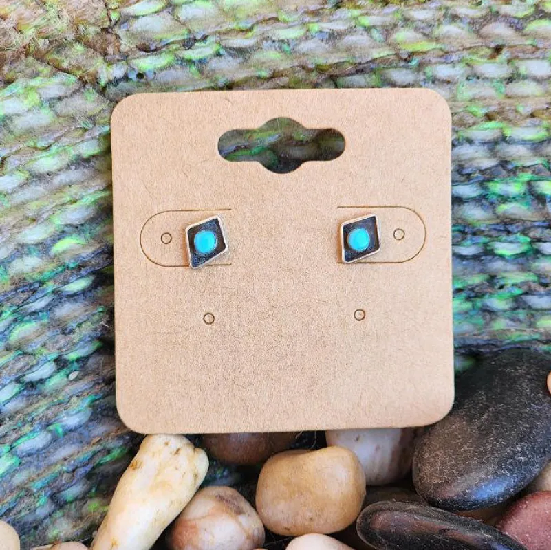 " Gigi " Diamond Shape turquoise Studs made by Western Edge