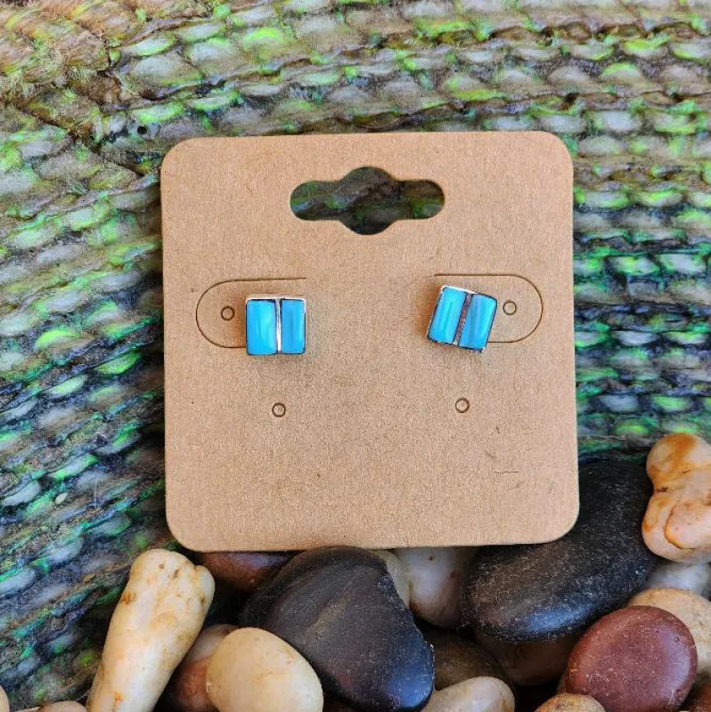" Tilly " 2 Bar Turquoise Studs made by Western Edge