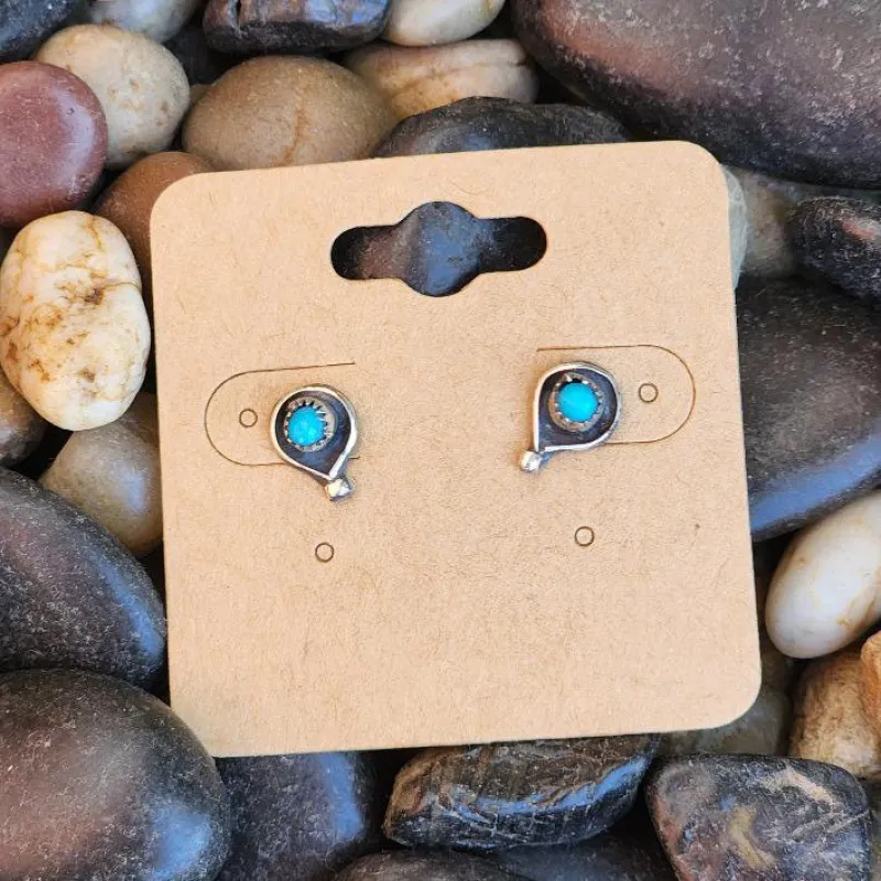 " Sally " Tear Drop Turquoise Studs made by Western Edge