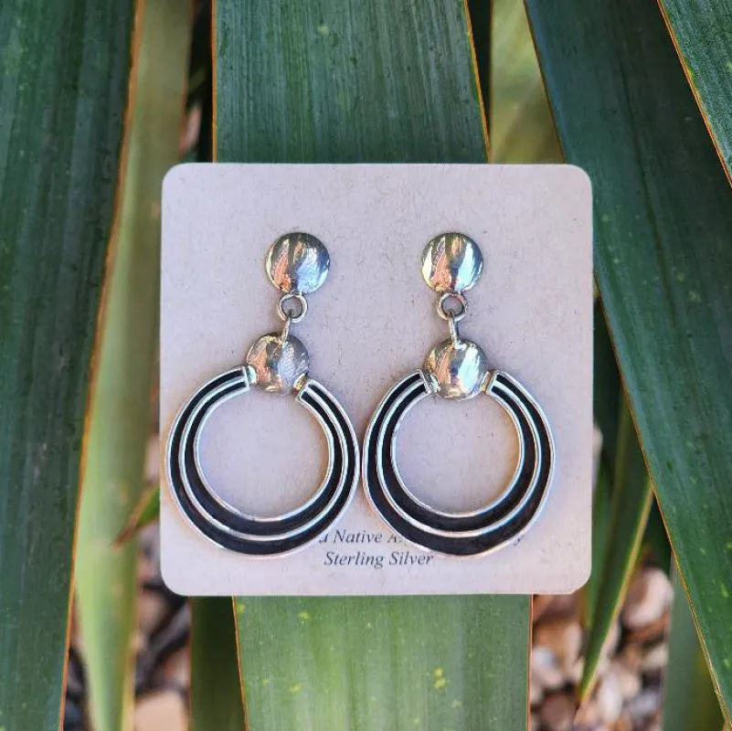 " Celia " Sterling Silver Circle Dangles made by Western Edge