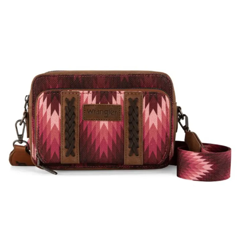 Wrangler Dark Pink Dual Zipper Crossbody made by Wrangler