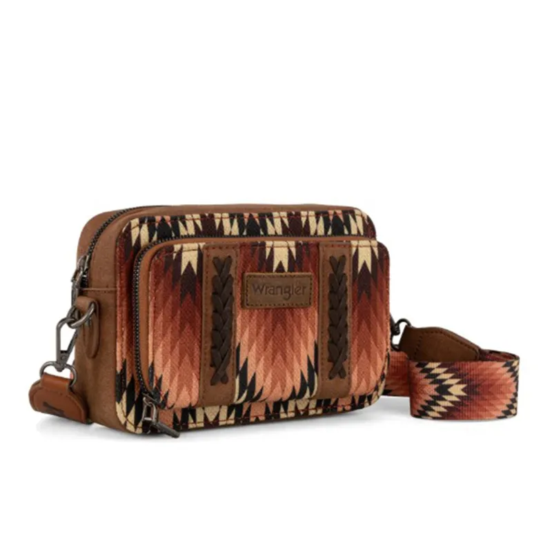 Wrangler Brown Aztec Crossbody Purse made by Western Edge