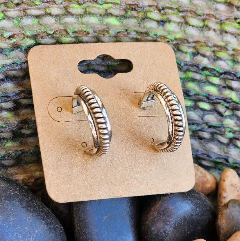 " Bria " Small Silver Hoops made by Western Edge