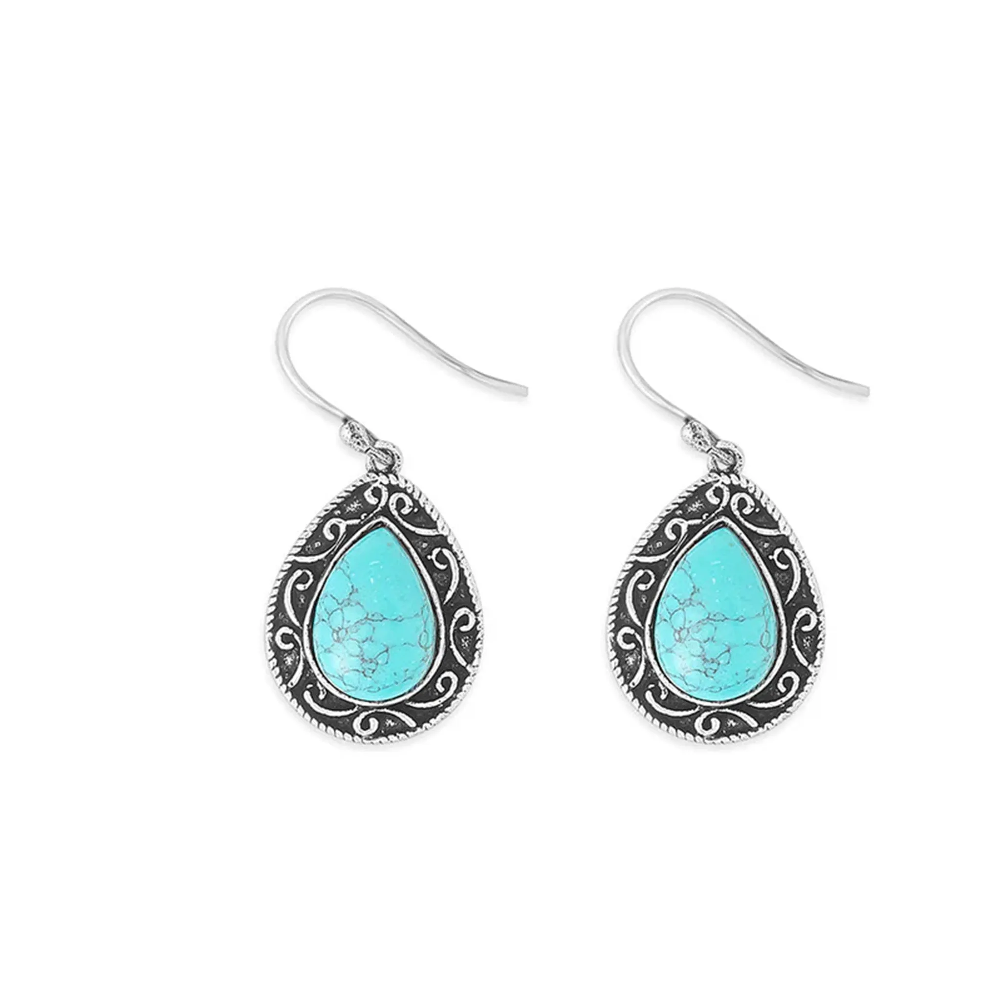 Turquoise Scroll Teardrop Earrings sold by Western Edge