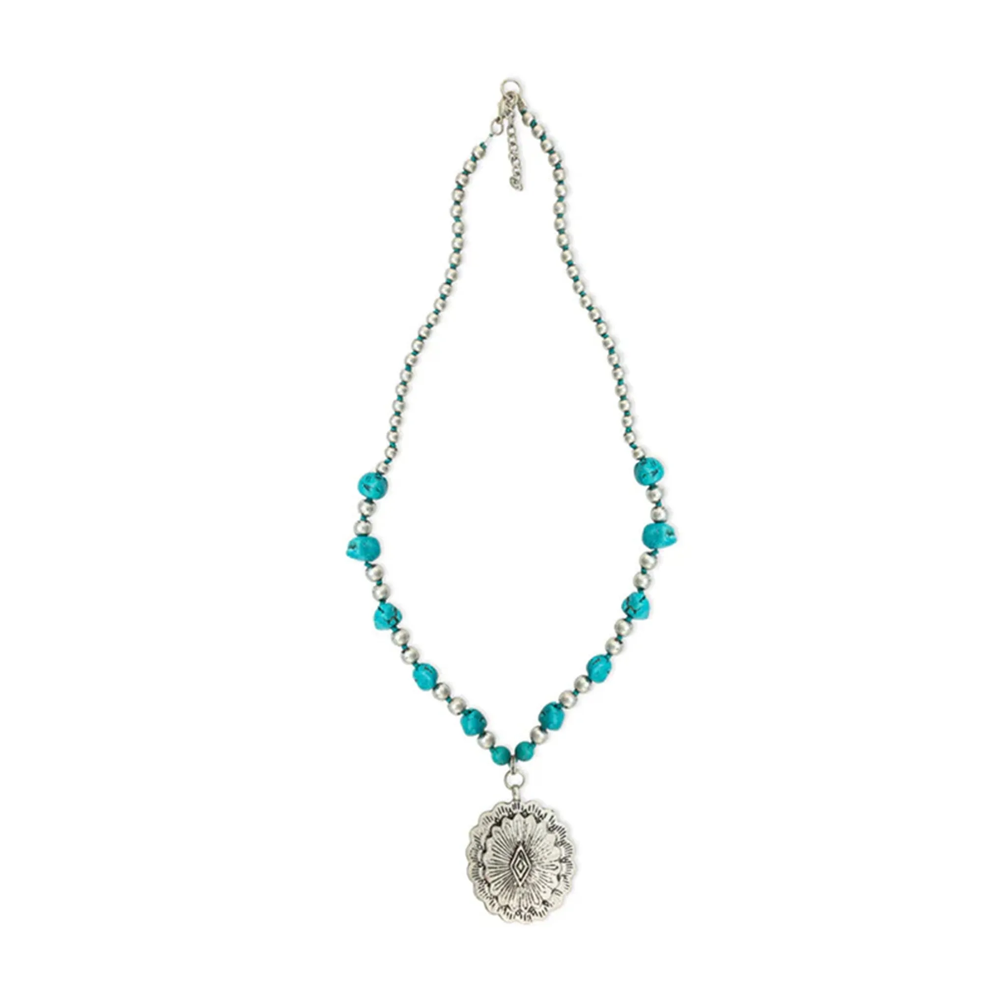 Turquoise Beaded Concho Necklace sold by Western Edge