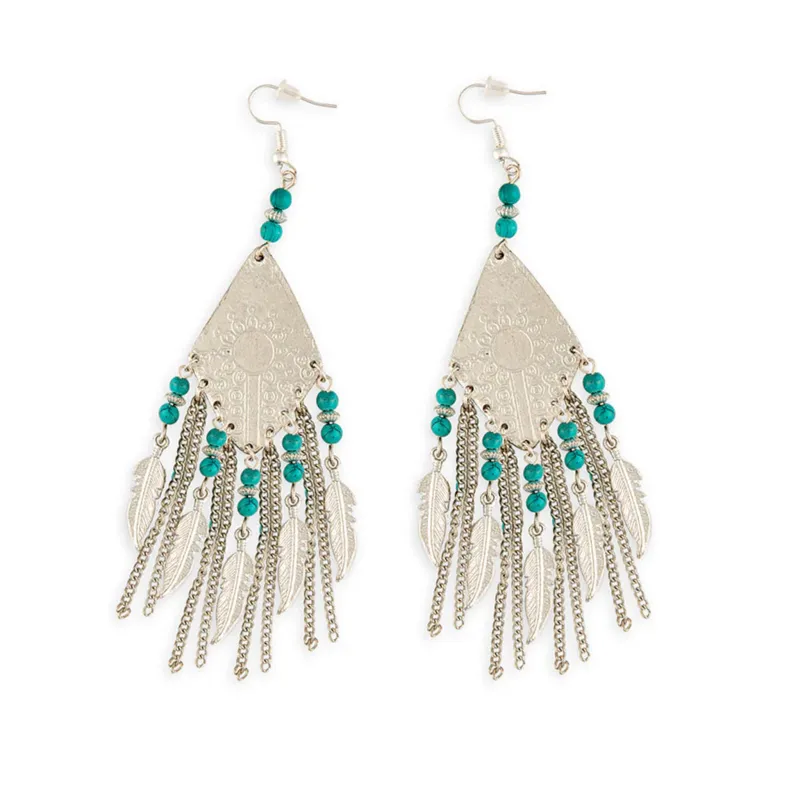 Silver Fringe & Turquoise Earrings sold by Western Edge