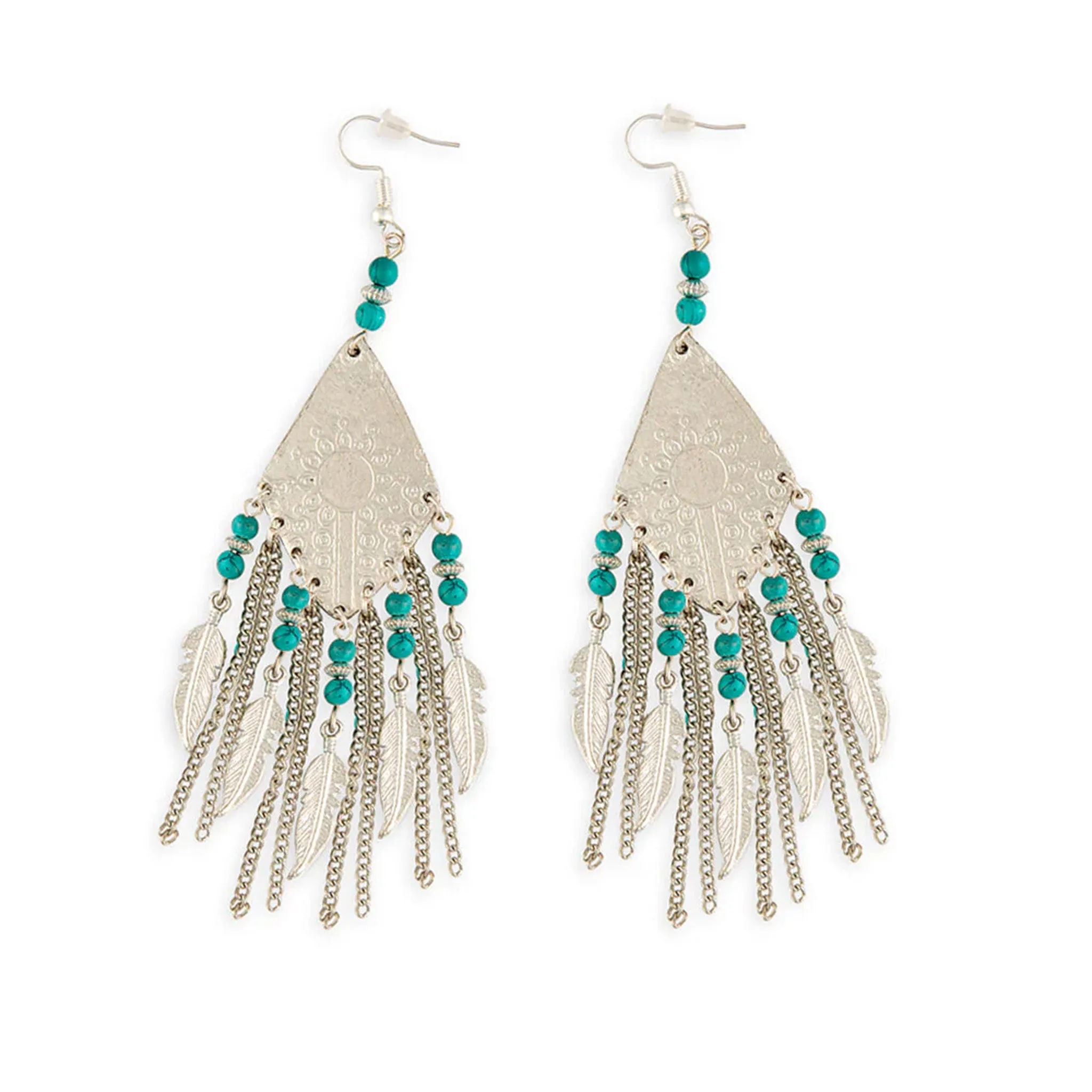 Silver Fringe & Turquoise Earrings sold by Western Edge