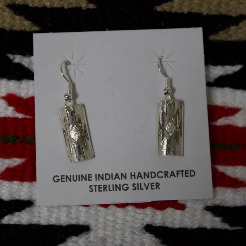 "Tex" Small Sterling Silver Aztec Earrings made by Western Edge