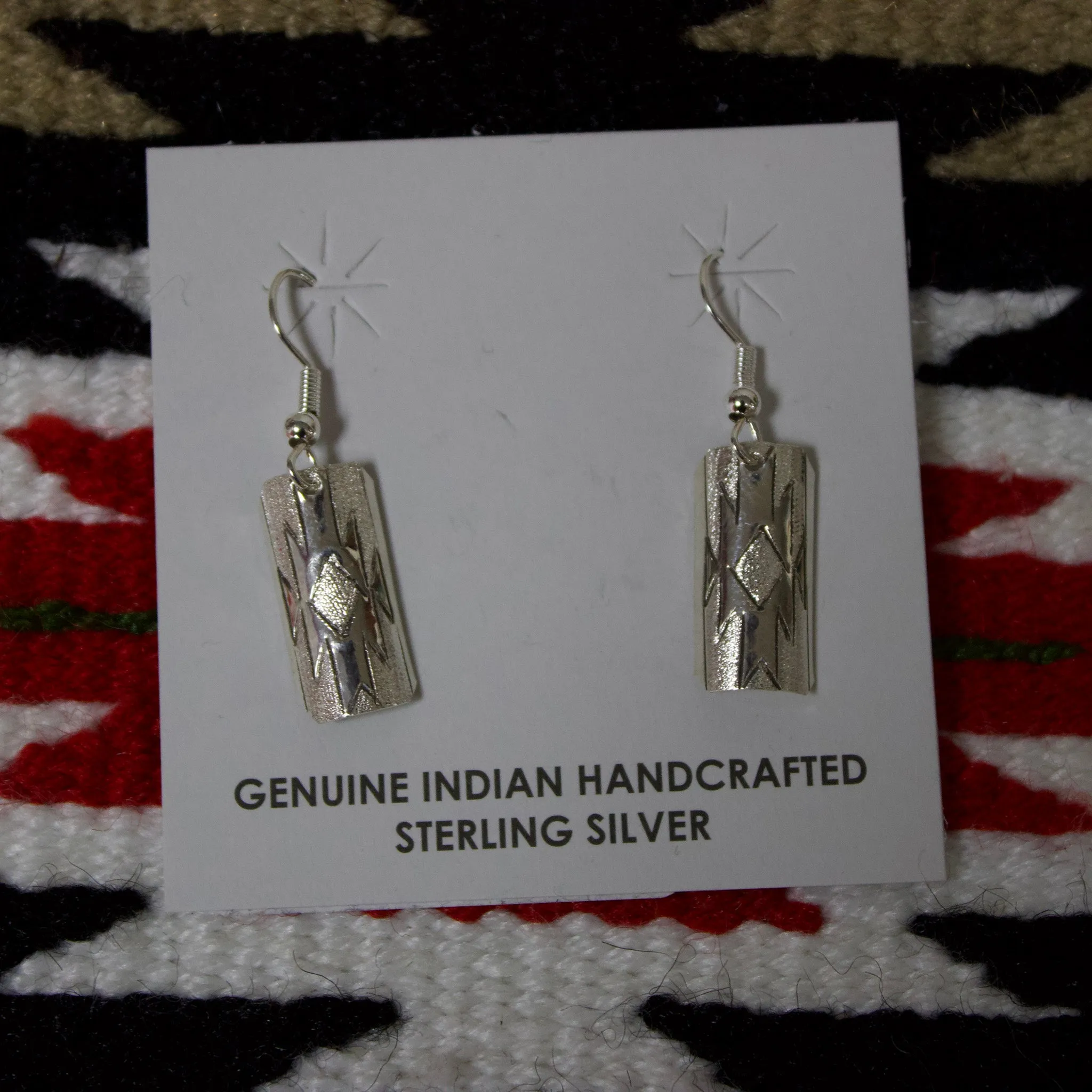 "Tex" Small Sterling Silver Aztec Earrings sold by Western Edge