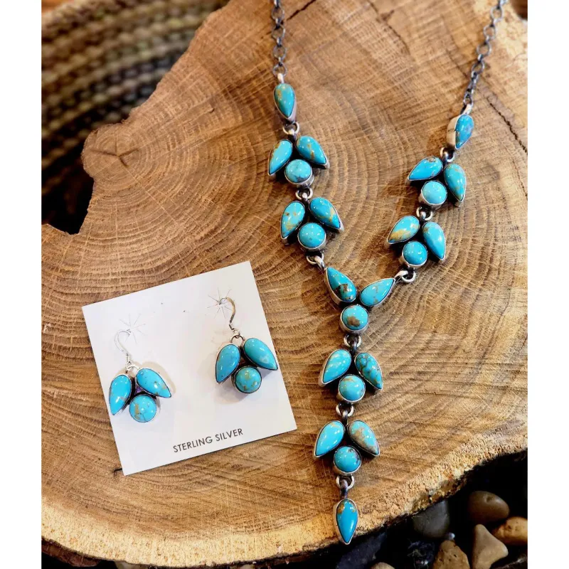 " Kella " Turquoise Statement Necklace Set made by Western Edge