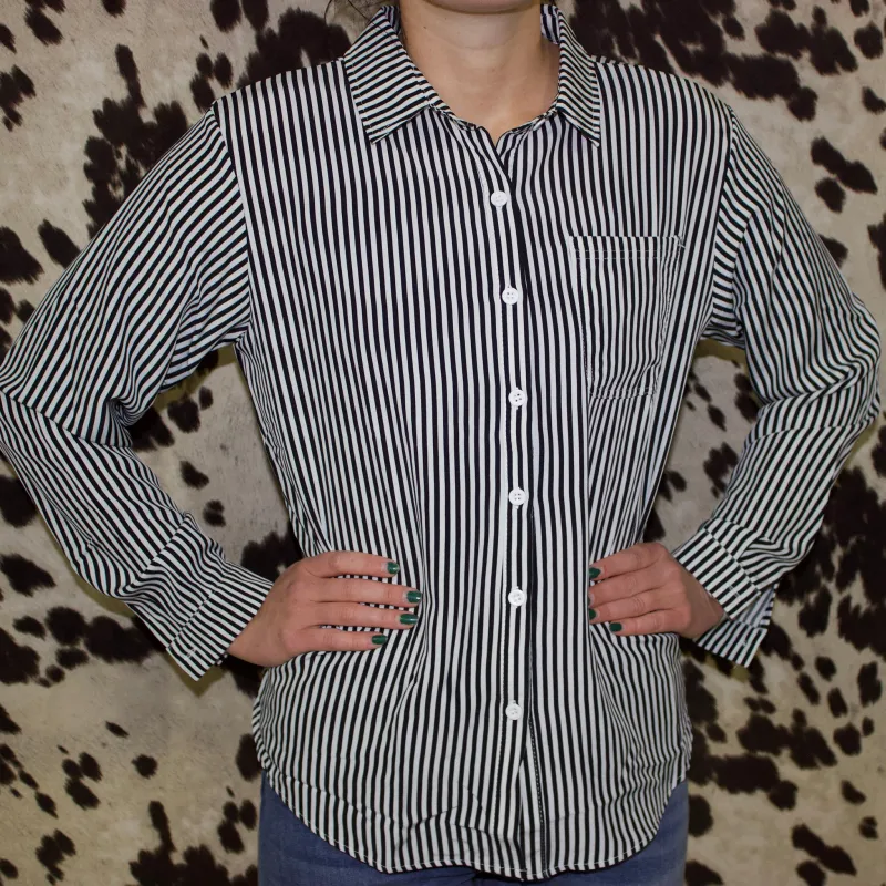 Black and White Striped Long Sleeve made by Western Edge