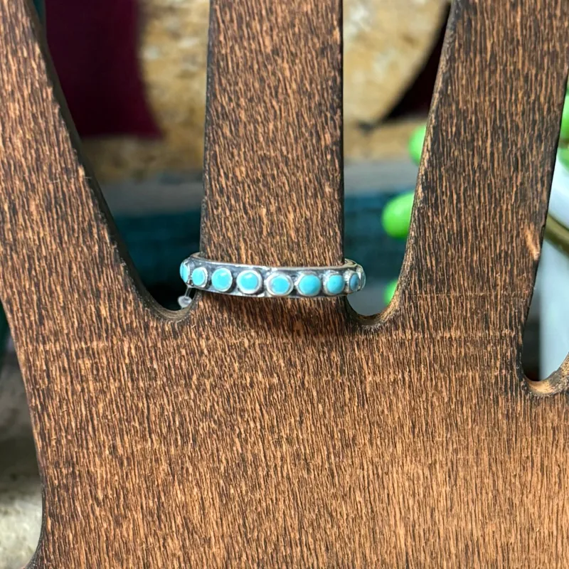 "Kessley" Turquoise & Silver Dot Ring made by Western Edge