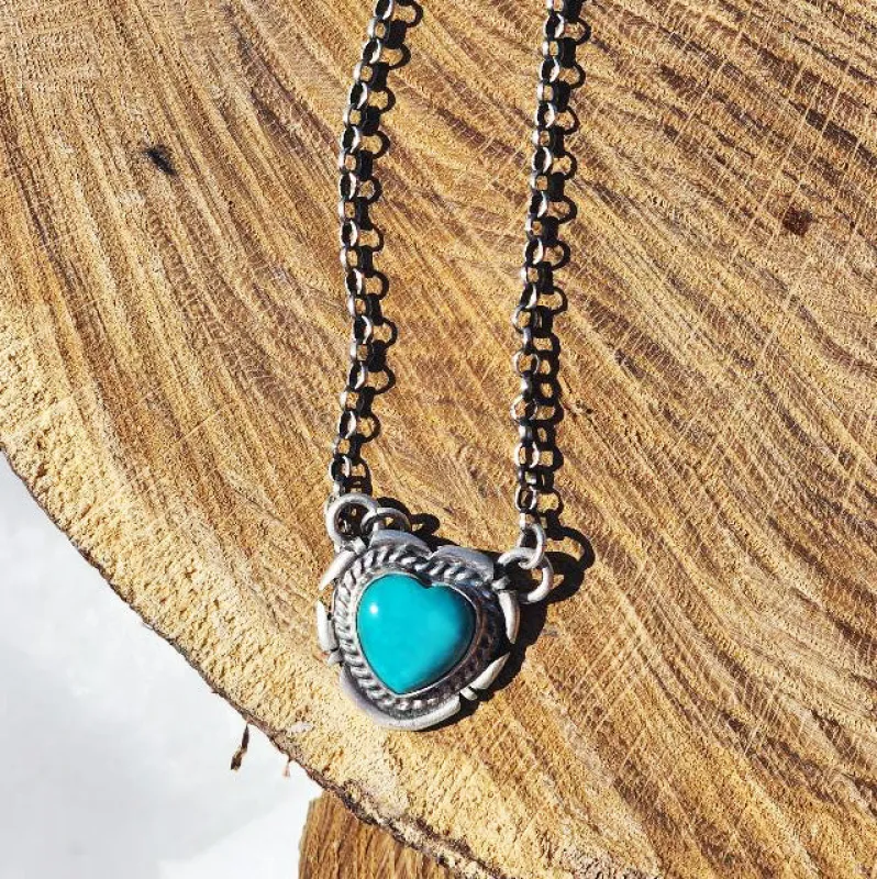 " Zadie " Turquoise Heart Necklace made by Western Edge
