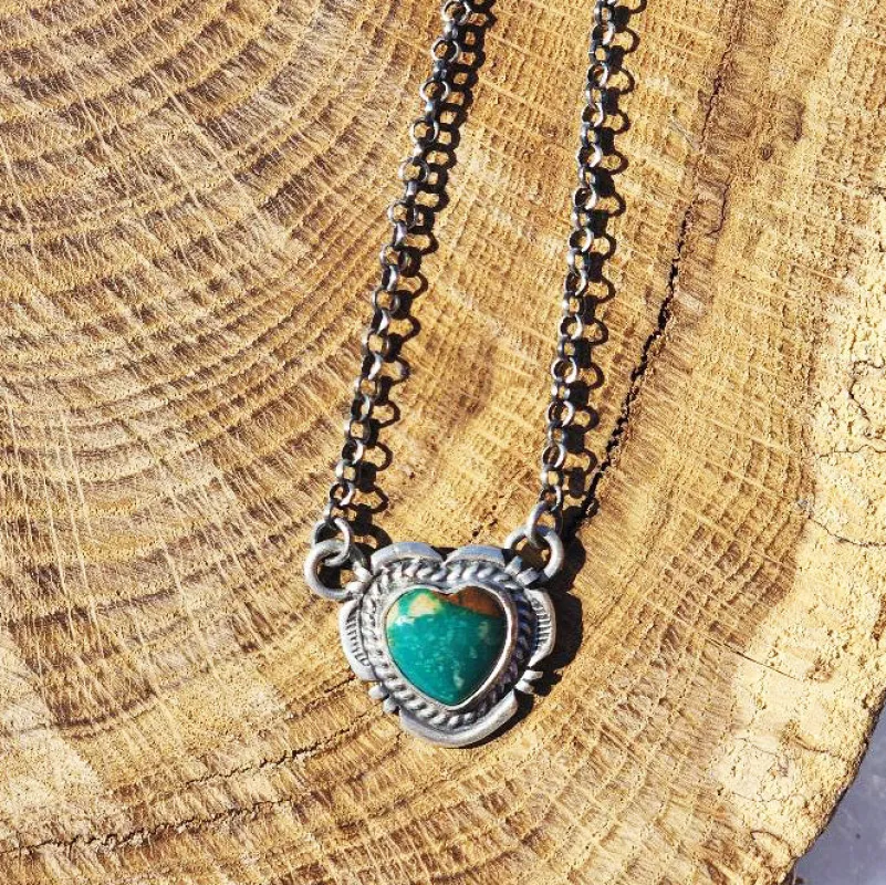 " Rallie " Royston Turquoise Heart Necklace made by Western Edge