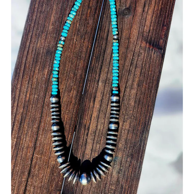" Ren " Turquoise Navajo Pearl & Disc Necklace made by Western Edge