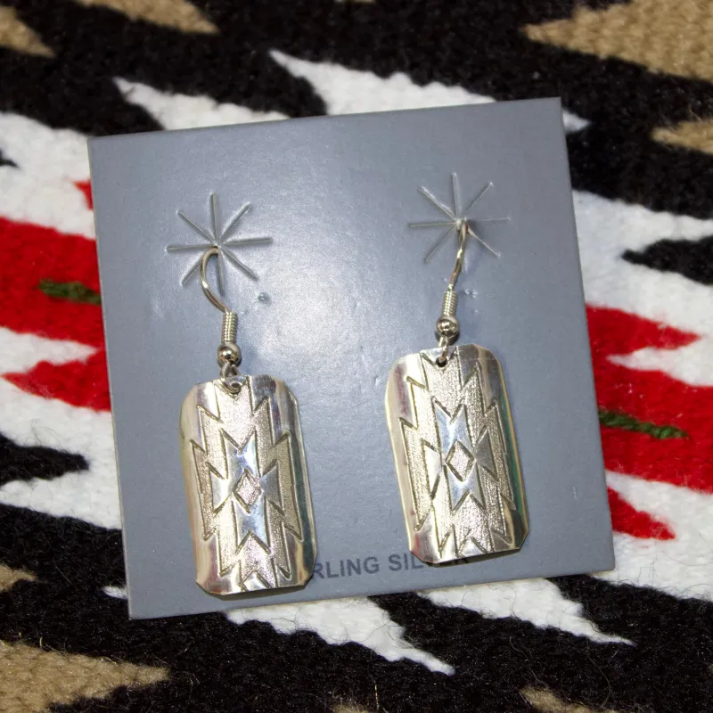 "Tahe" Sterling Silver Aztec Earrings made by Western Edge